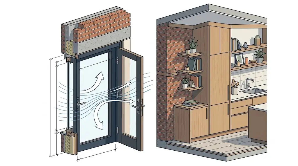 Sơ đồ mặt cắt kỹ thuật phân biệt 3 hệ thước Lỗ Ban trong kiến trúc